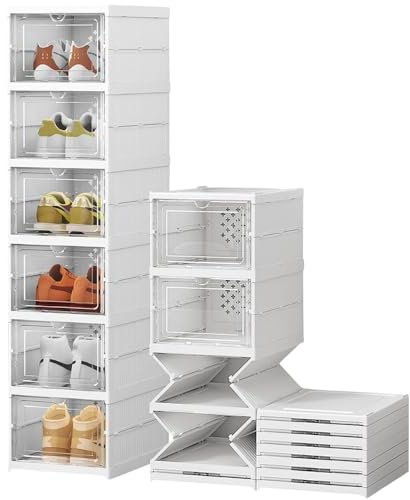 A.M.C. Scarpiera Salvaspazio Pieghevole 6 Ripiani Portascarpe Organizzatore Scarpe contenitori Antipolvere Richiudibile Scatole Porta Scarpe Armadio