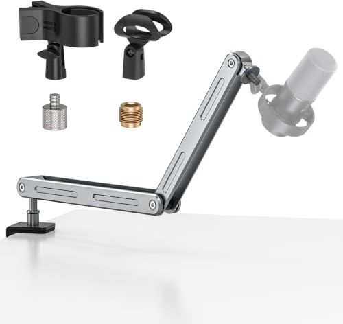 Aluminio Soporte Micrófono de Mesa para Podcast, Streaming, TikTok, Canto