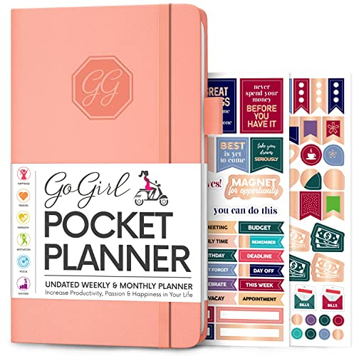 GoGirl Planificateur et organisateur pour femme – Planificateur hebdomadaire, journal d'objectifs pour la gestion du temps et la productivité, non daté (rose pêche)