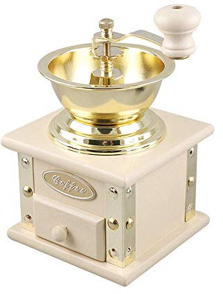 DSDD Moulin à café Manuel Moulin à café à l'ancienne en Bois de hêtre Mini Moulin à épices Portable à épaisseur réglable à manivelle Convient pour Les Voyages de Bureau à domi