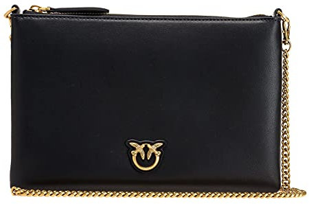 Pinko Flat Classic Simply 1 Vitello, Accessori da Viaggio-Portafogli Donna, Z99Q-Nero-Antique Gold, U