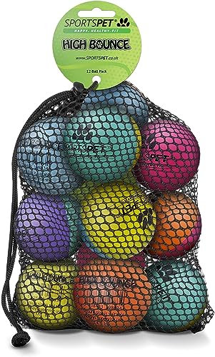 SPORTSPET High Bounce Balls aus natürlichem Kautschuk für Hunde (Ø 60mm) (12er-Pack)