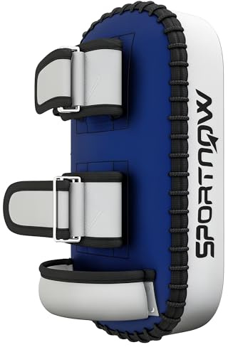 SPORTNOW Colpitore Boxe Imbottito per Braccio, Pao Muay Thai in PU e EPE con Cinghie e Maniglia, 38x20x18 cm, Blu