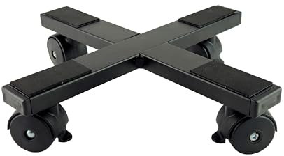 Carro porta plantas de interior y exterior de acero para macetas redondas y cuadradas, bandeja macetero con ruedas capacidad 90 kg color negro (30 x 30 x 6,5 cm)