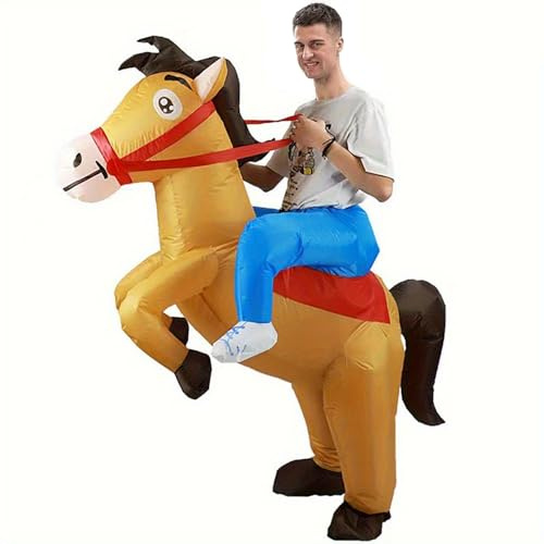 KINQUINN Traje inflable adulto paseo en caballo trajes vaquero soplado aire divertido montar caballo traje para hombres mujeres