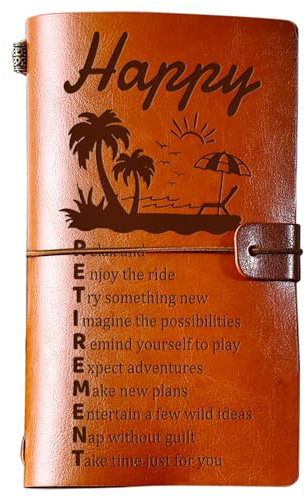 PRSTENLY Retirement Gifts for Men Women, Leather Travel Journal Diary, Happy Retirement Gift Ideas, Leaving Gifts for Teachers Colleagues Coworkers Boss Husband Dad Brother Friends, Retired Presents
