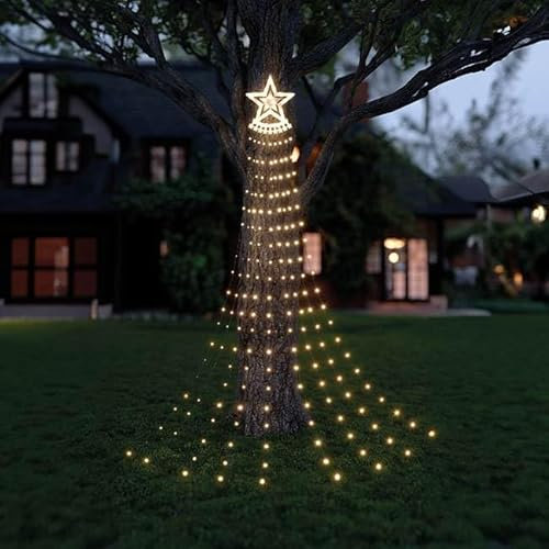 SolarCentre® Lapland USB Outdoor Solar Christmas Star Fountain Lights - Powered By Leaf