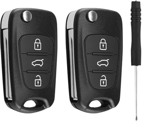 2 Pezzi Guscio Chiave Auto Ricambio Compatibile con Hyundai i30, i20, i10, ix35, ix20, Kia Cee'd, Soul, Rio, Sportage - Kit di 2 Telecomando Cover con 3 Pulsanti, Lama Non Tagliata