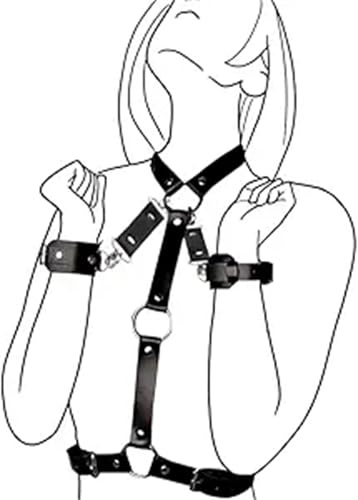 Moinha Neck to Wrist BDSM Bondage Restraints Handcuffs Collar Set Sex Toys Behind Back Handcuffs Waist Belt PU Leather Cuffs Adjustable for Adult SM Games Women Men Sex Toys