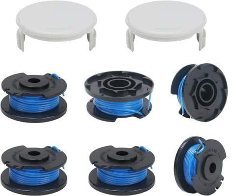 COEWUR 6 Pezzi Bobina a Filo Tagliabordi per Ryobi One + 18V 24V 40V 1.6 mm & 3.4m Bobina Filo con 2 Copertura Bobina Ricambio Decespugliatore per Tagliabordi