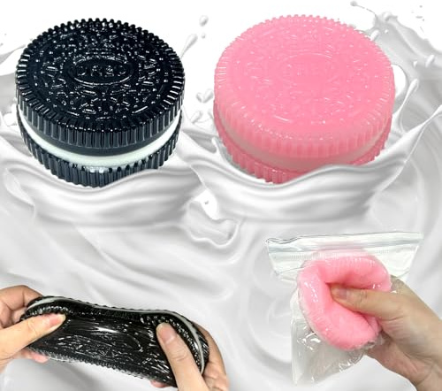 Squishy Kawaii, 2 Pcs Squishies Soft Squeeze Jouet Petits Biscuits à La Poudre Noire, Jouets Squishy, Lovely Kawaii Soft Sensory Toy, Récompense Fête pour Adultes