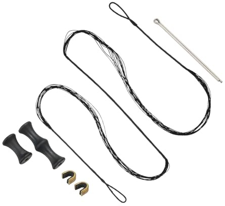 PATIKIL 50 Inch Bow String Replacement, Archery Bowstrings Accessories 12 Strands Bowstring with Finger Guard & 2 Brass Nock Points for Traditional Recurve Longbow, Black
