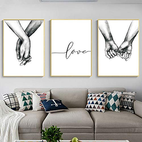 Nicole Knupfer 3-teiliges Premium Poster-Set, Hand in Hand,Wandposter Posterset,Ohne Rahmen,Wand Deko Bild,Wohnzimmer Schlafzimmer Modern Fine Art (40x50cm)…