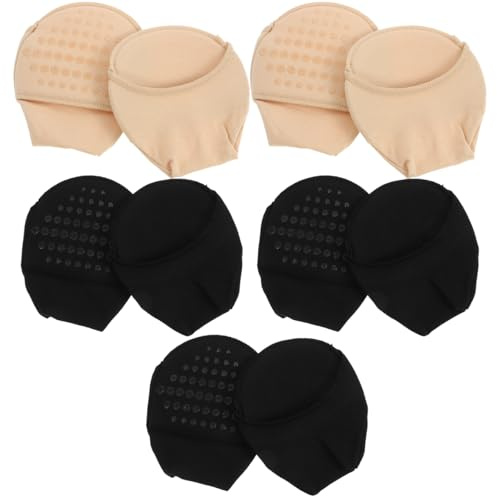 EXCEART Juego de 5 medias invisibles para mujer, sin demostración, color piel y negro, calcetines planos para bailarinas y zapatillas de deporte, cómodas medias con forro