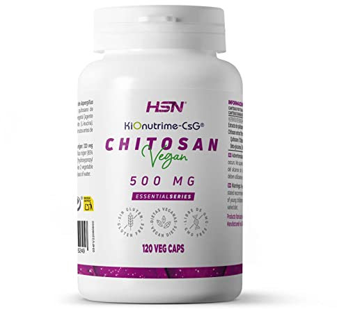 Chitosan VEGANO 3000 MG Quitosano de HSN | 120 Cápsulas Vegetales - de Aspergillus niger – con 15% Beta-Glucanos por Dosis Diaria | MATERIA PRIMA: KiOnutrime-CsG® | No-GMO, Sin Gluten ni Lactosa