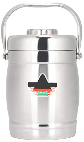 Tyenaza Lunch Bento Box, 2L Stainless Steel Vacuum Insulated Bento Box Food Container Barrel Shaped Lunch Box for Travel Camping Picnic