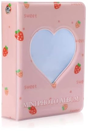QLEUIFT 1 pcs Mini album fotografico da 7,6 cm, 40 tasche, porta carta fotografica Kpop, cuore d'amore, Album fotografico commemorativo lbum fotografico di famiglia lbum fotografico di amicizia