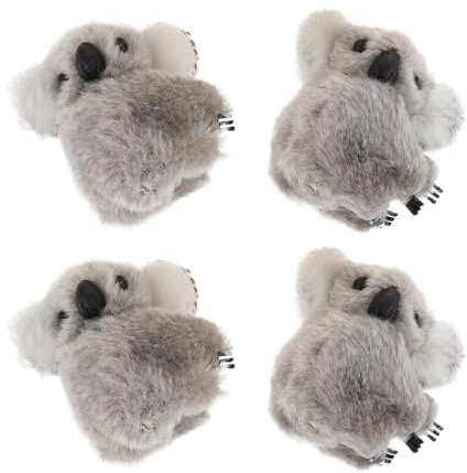 4 PièCes Pinces à Cheveux Koala Peluche Gris, Accessoires Kawaii Pour Filles Et Enfants, Barrettes BéBé DéCoratives Pour Anniversaires, FêTes Et Cosplay