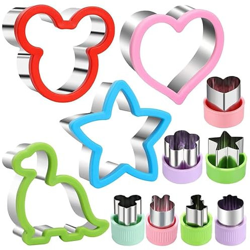 12pcs sandwich couteau & fourche, couteau sandwich, couteau à légumes, couteau à fruits, ensemble de couteaux à pain en acier inoxydable square star, accessoires bento, coupe-sandwich