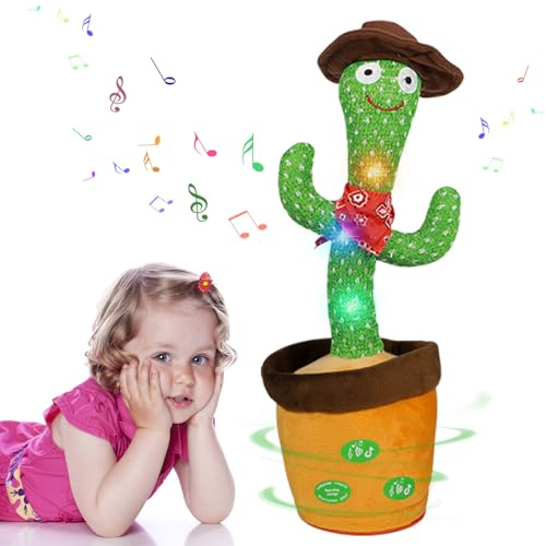 MeHoo Cactus Che Balla e Ripete con Funzione di Controllo Del Volume, Bambola di Peluche Leggera Ripetere ciò Che Si dice Baby Incoraggiare la Parola Giocattoli Regali e Decorazione Della Casa