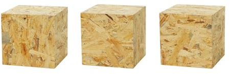 Columna decorativa OSB, columna de flores para salón, soporte para plantas, decoración de pedestal, diseño loft, base estable, aspecto natural, 20 x 20 x 20 cm, 3 unidades