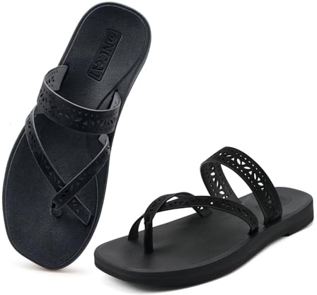 ONCAI Chanclas Mujer Verano Comodas Moda con Calado Flip Flop Sandalias Planas Estilo Bohemio Elegantes Sandalias de playa Antideslizantes de Goma Talla EU 36-42