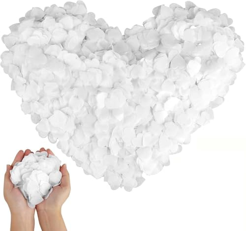 Coriandoli biodegradabili – 100 g di carta velina bianca a forma di cuore, 10000 pezzi, per feste di compleanno e celebrazioni per eventi