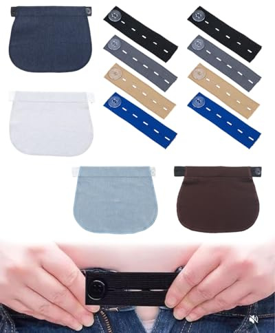 HUVZOR 12 PCS Allarga Pantaloni,Fibbia Di Estensione Regolabile,Bottone Allarga Pantaloni,Estensori Cintura Premaman,Prolunga Pantaloni Gravidanza per Donne Incinte