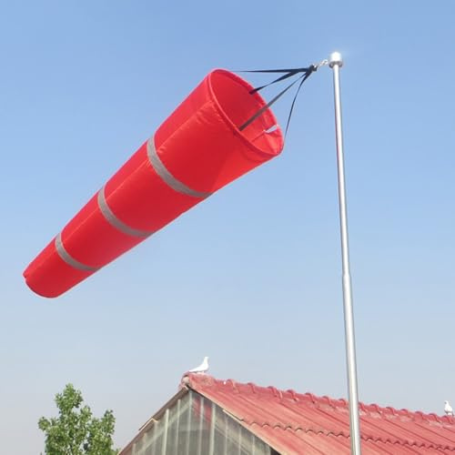 Manica a Vento Palo per Manica a Vento da Giardino con Snodo Girevole & Bandiere di Manica a Vento Impermeabili Sospese, Kit Palo Manica a Vento Arancione/Rosso(Red,L 1.5m/4.9ft)