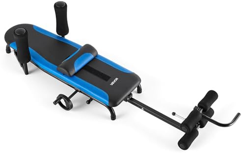 VEVOR Panca ad Inversione per Allenamento, Letto per Stretching ad Inversione Carico Max 160 kg Allenatore per Schiena Colonna Vertebrale Collo, Panca per Stretching della Schiena, Blu Nero