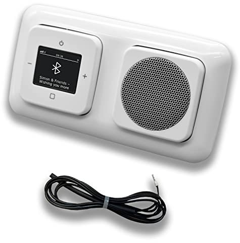 EBROM's BJ Sets Busch Jäger Unterputz Bluetooth DAB Radio 8217U-101 Reflex Si alpinweiß Komplett-Set Lautsprecher 0,9 m EBROM Wurfantenne zur Empfangsoptimierung