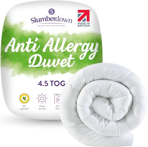 Slumberdown Anti Allergy Double Duvet 4.5 Tog - Allergy UK Approved Lightweight Summer Duvet for Allergy Sufferers - Made in the UK, Anti Bacterial & Machine Washable Double Quilt (200 x 200cm)