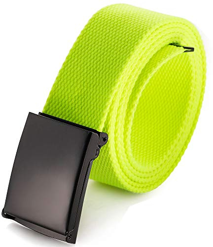 Mile High Life Passend zugeschnitten Leinwand Webgürtel Größe bis zu 1,32 m mit Flip-Top Feste Militärschnalle (Limette Grün)