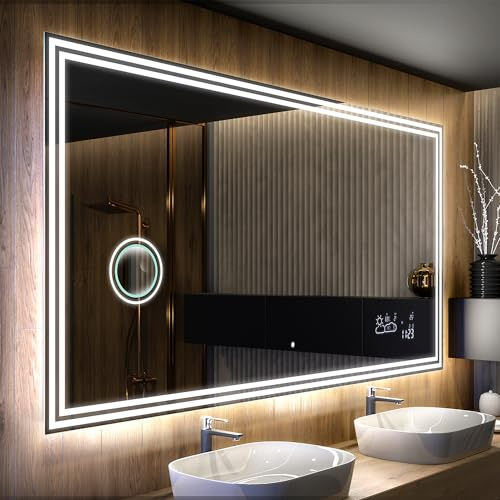 Artforma Miroir de Salle de Bain LED 100x80 cm avec éclairage - Ambient Line - Personalizer - sur Mesure - Lumière Illumination - Lumineux Miroir avec Éclairage intégré LED057