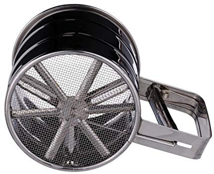 VITA PERFETTA 1x Tamis à Farine, Tamis à Sucre en Poudre, Tamis de Pâtisserie Maille Fine avec Poignée, Saupoudreur, Acier Inoxydable, Argent