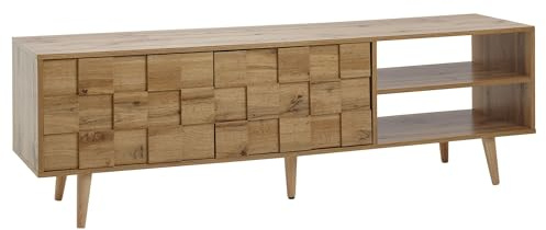 FineBuy Mobile TV 160x40x51 cm Effetto Rovere Marrone | mobile porta TV per TV fino a 70 pollici, tavolino porta TV con 2 ante, vano contenitore per decoder e console