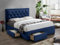 Vente-unique-Polsterbett mit Schubladen - 160 x 200 cm - Samt - Blau - Leopold