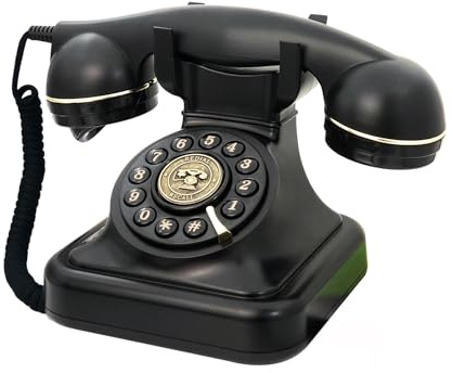 Retro Landline Phone for Home, TelPal Corded Black Old Fashion Phone, 1930's Push Button Antique Telephone, Large Button Vintage Telephone, Power Outage Safe, Redial Button, Classic Retro House Phones