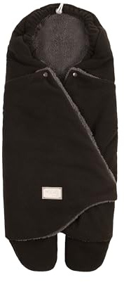 Nuvita 9100 Cuddle | Mjuk sovsäck med justerbar huva och individuella benskydd | Perfekt 0 till 10 månader (80 cm) | Temperaturbeständig upp till 8 °C, vatten och vind | Svart/Grå