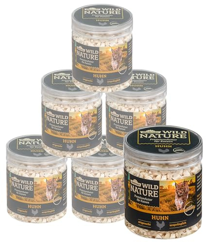 Dehner Wild Nature Katzensnack, Leckerli, gefriergetrocknet, Huhn, 6 x 25 g
