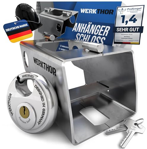 WERKTHOR Candado para remolque, universal, antirrobo, acoplado y desacoplado, de acero inoxidable, cerradura para remolque, cerradura para remolque, cerradura de llave