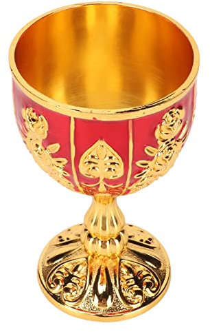 Akozon Calice doré, Motif de Fleur Pimp élégant PimPCup pour Fête Banquet Bar Tasse à Vin 4 Pouces de Haut en Alliage de Zinc Rétro en Relief (Or et rouge)