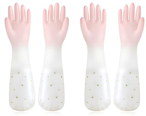 LHLZBN marigold gloves medium,washing up gloves–Household & Garden Chores, Gardening, Weeding, Washing, Cleaning & Dishwashing–Extra Protection Sleeves-Waterproof and Lined for Warmth (2)