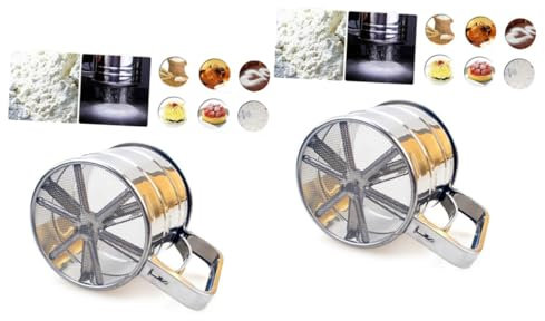 Amosfun Lot De 2 Tamis À Farine en Maille De Cuisine Tamis À Farine pour La Cuisson Tamis en Acier Inoxydable Argenté Filet À Sucre en