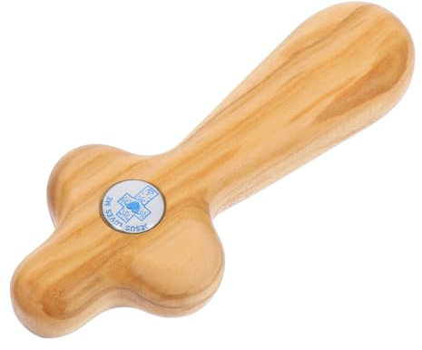 Uonlytech Croce Legno d Piccola Da in Mano Croce Tascabile Cristiana Per Battesimo Cresima Prima Comunione Regalo Significativo