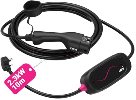 Cord Lite Type 2 Portable EV Charger, 10 Metre, 230V 10A Max 2.3kW - Carry and Storage Bag Included, Black (10m)