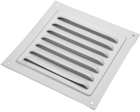 Rehoetom Copertura quadrata in lega di alluminio con rete di nylon, griglia in metallo bianco, per aperture di condotti a parete o soffitto, in casa o in ufficio, (350 x 350 mm)