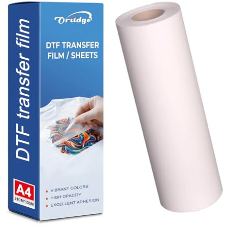 A4 DTF Rouleau de film de transfert(21 cm x 100 m), DTF papier de transfert thermique PET pour Epson Inkject Drucker direct sur DTF Transfer PET Film Rolle pour T-shirts & Textile