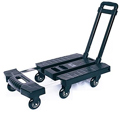 Heavy-Duty Folding Hand Truck with 6 Wheels, Compact Trolley Cart for Home & Office, 330lbs Capacity, Extendable Handle for Easy Travel & Luggage Moving, Portable Push Dolly