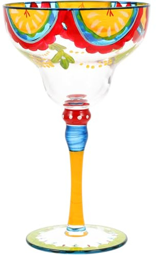 BIUDECO Bicchiere da Margarita Dipinto a Mano in Vetro Decorativo Bicchiere da Cocktail Artistico per Feste e Casa Vetro di per Vino Whisky e Dessert Regalo Originale per Eventi